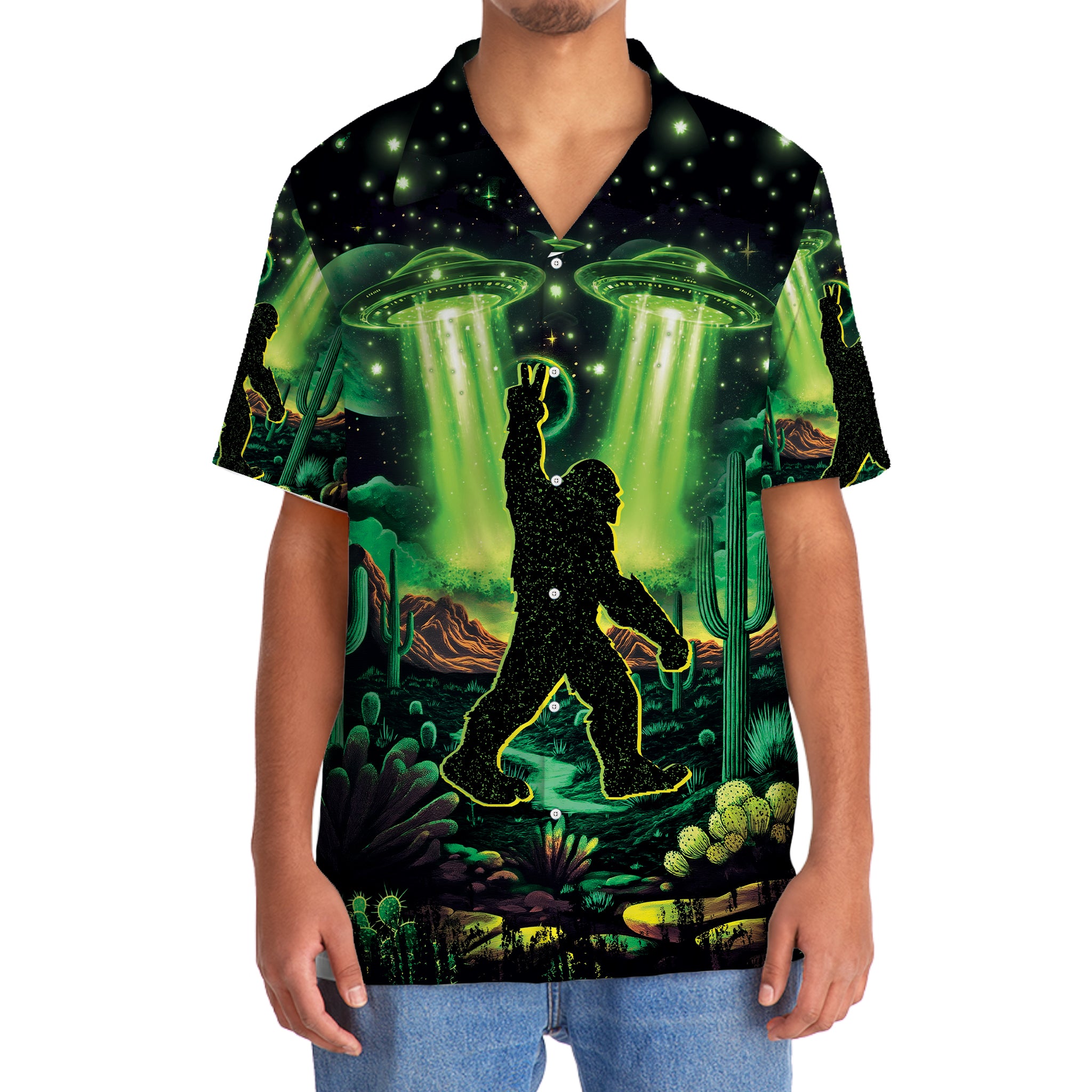 Bigfoot Strolls in a Desert Night Hawaiian Shirt Bigfoot Strolls in a Desert Night Hawaiian Shirt - Image 5