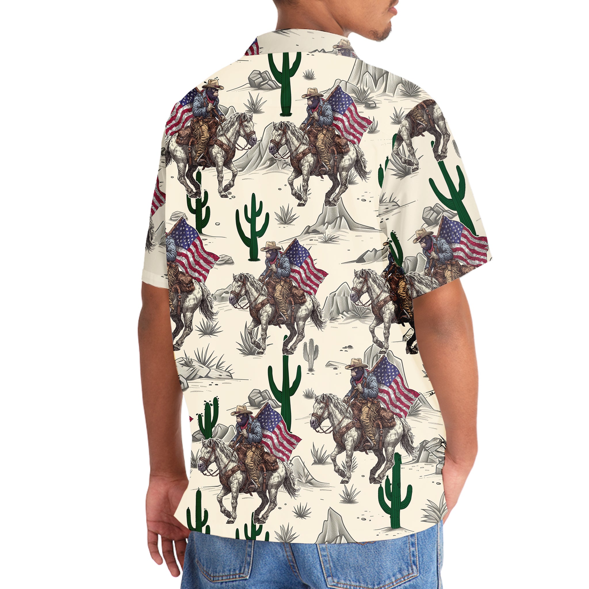 Patriotic Bigfoot Cowboy Hawaiian Shirt Patriotic Bigfoot Cowboy Hawaiian Shirt - Image 5