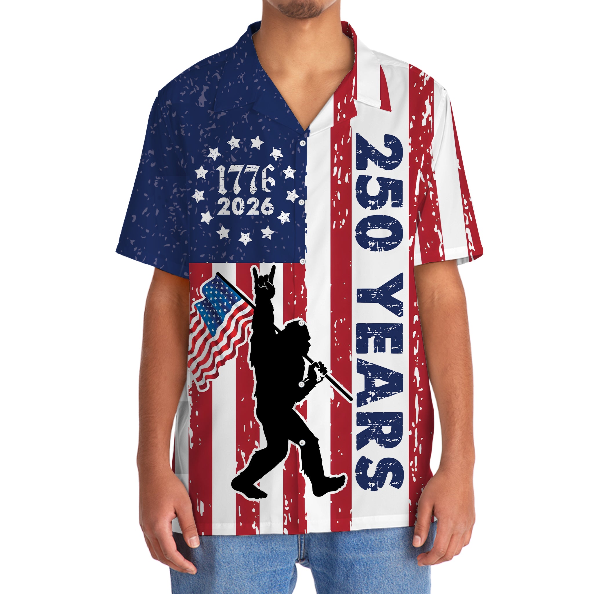 Patriotic Bigfoot 250 Years Hawaiian Shirt Patriotic Bigfoot 250 Years Hawaiian Shirt - Image 5