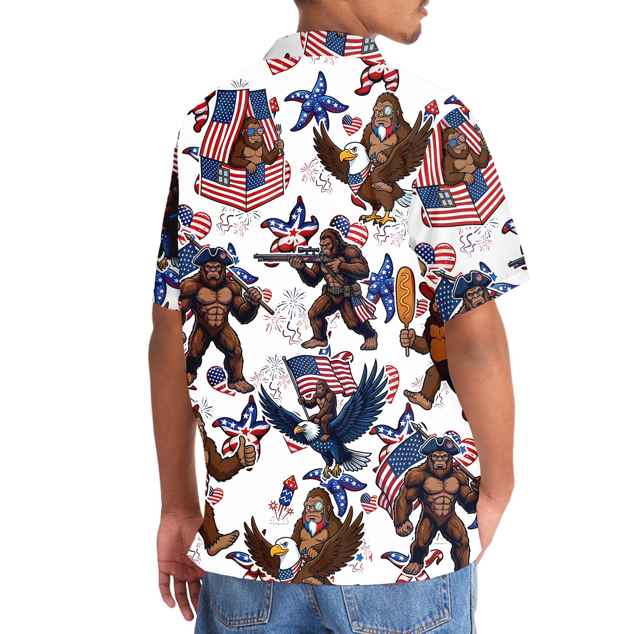 Bigfoot Starfish Patriotic Hawaiian Shirt Bigfoot Starfish Patriotic Hawaiian Shirt - Image 5