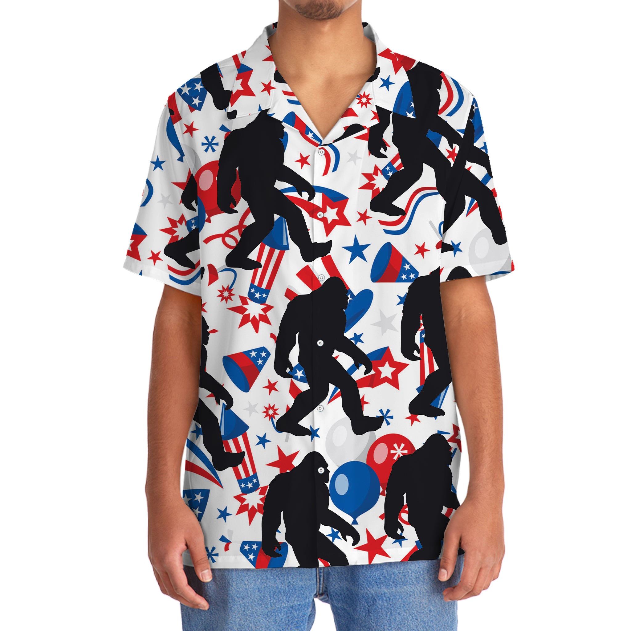 4th of July Celebration Bigfoot Hawaiian Shirt 4th of July Celebration Bigfoot Hawaiian Shirt - Image 5