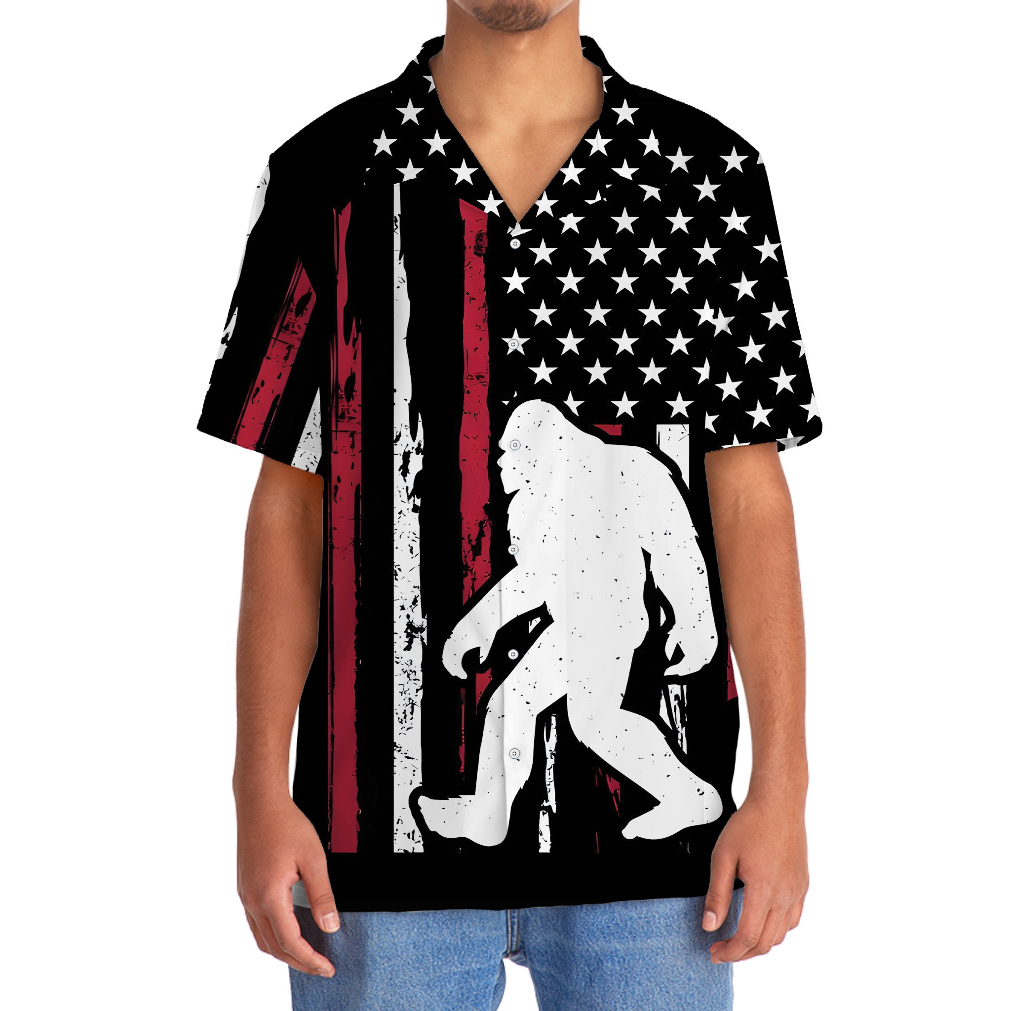 Vintage Bigfoot Patriotic Hawaiian Shirt Vintage Bigfoot Patriotic Hawaiian Shirt - Image 5