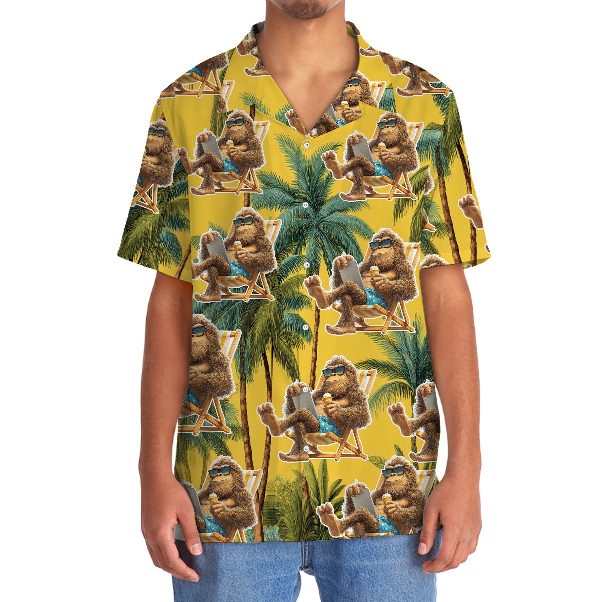 Funny Bigfoot Chilling Hawaiian Shirt Funny Bigfoot Chilling Hawaiian Shirt - Image 6