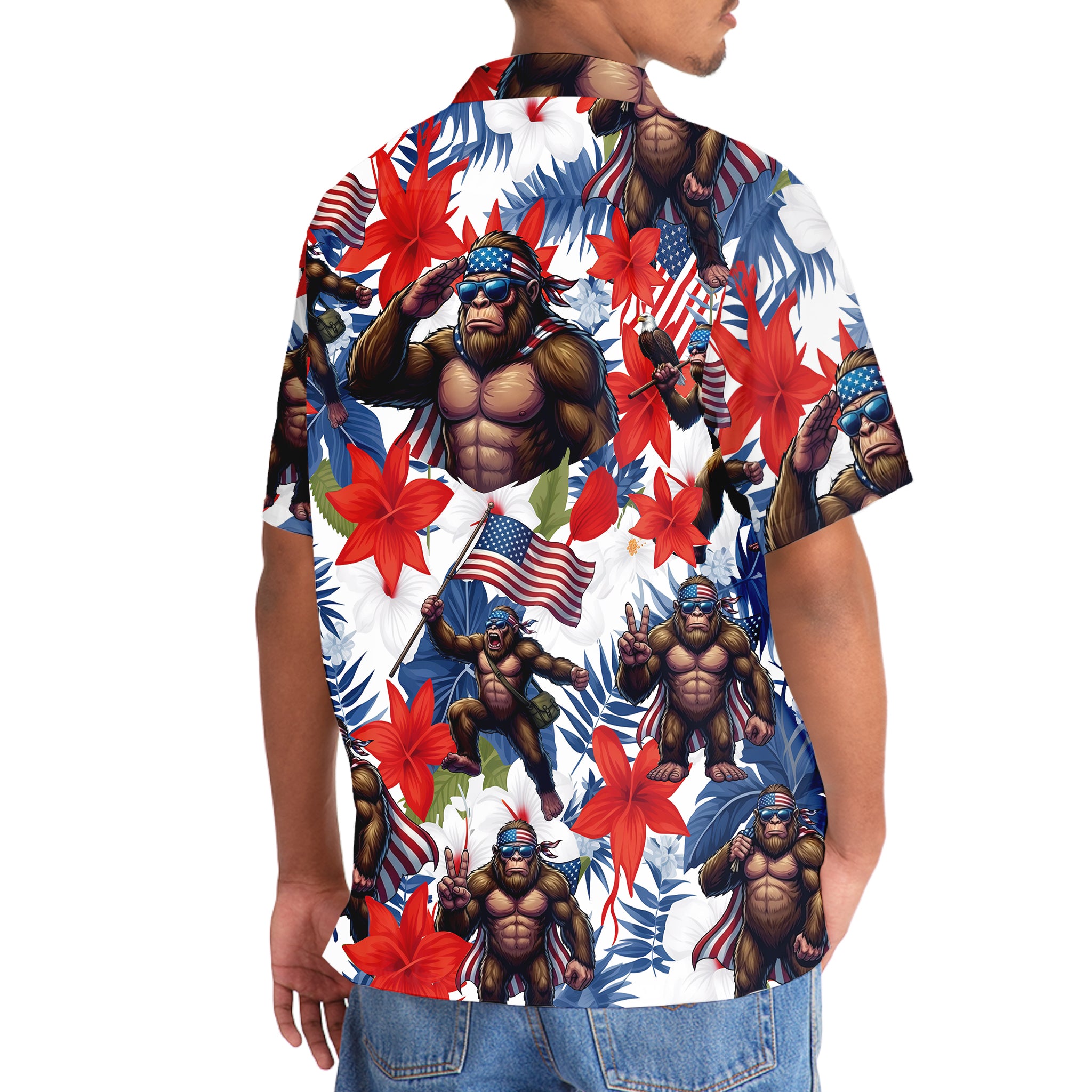 Bigfoot Funny Tropical Patriotic Hawaiian Shirt Bigfoot Funny Tropical Patriotic Hawaiian Shirt - Image 5
