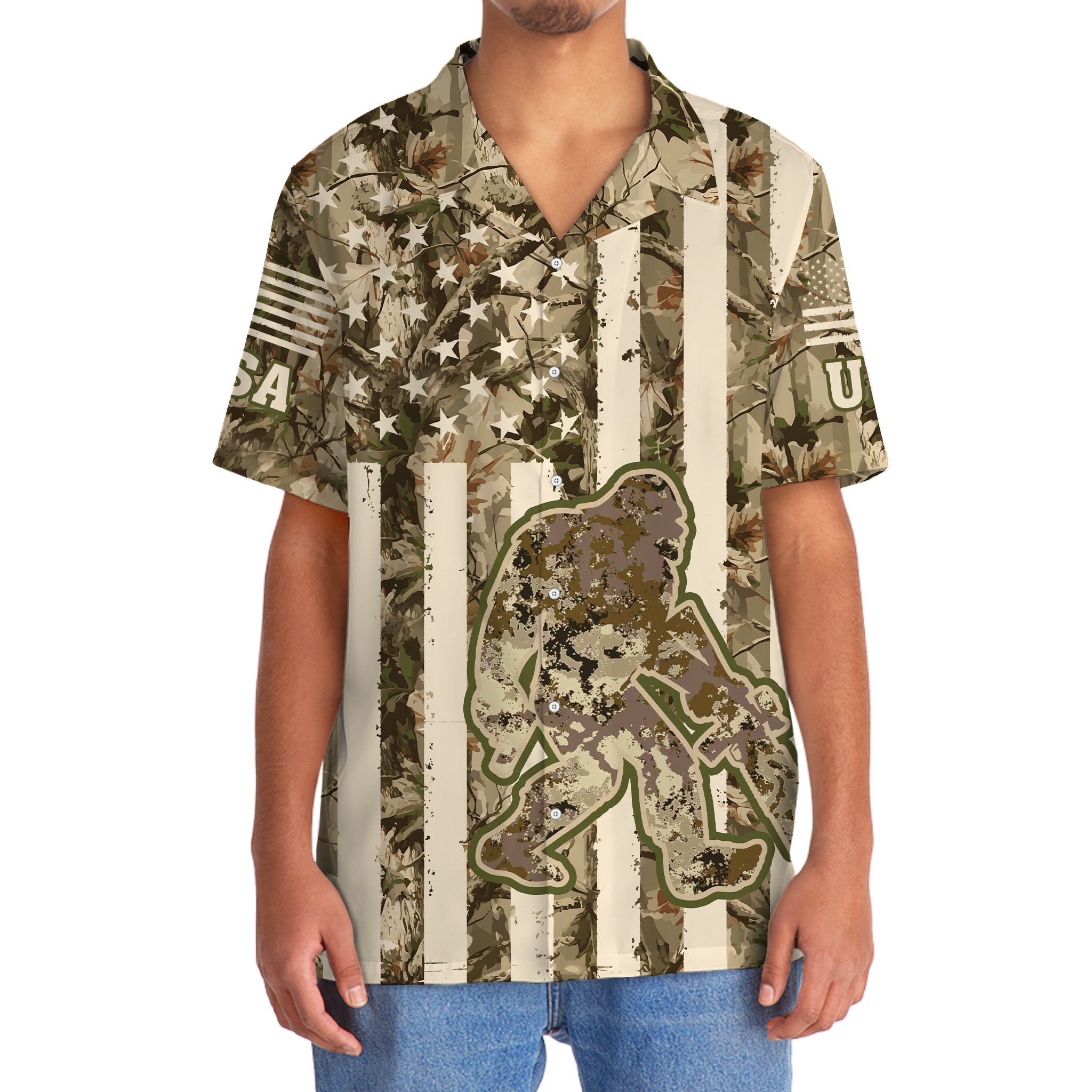 Bigfoot American Flag Camouflage Hawaiian Shirt Bigfoot American Flag Camouflage Hawaiian Shirt - Image 7