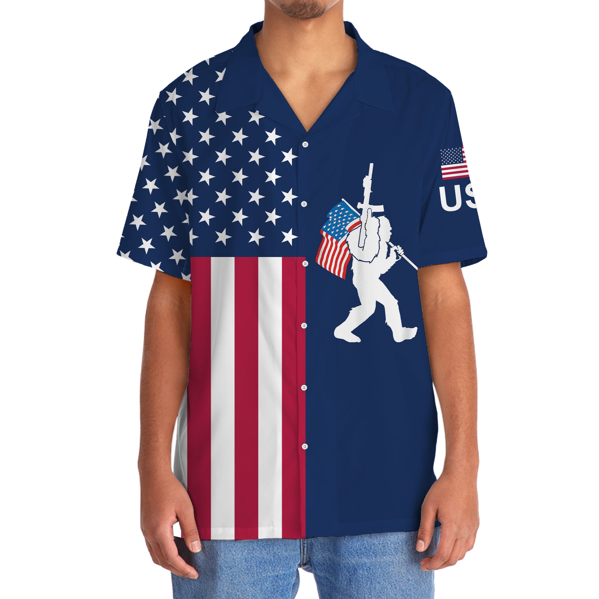 America Bigfoot Patriot Hawaiian Shirt America Bigfoot Patriot Hawaiian Shirt - Image 5