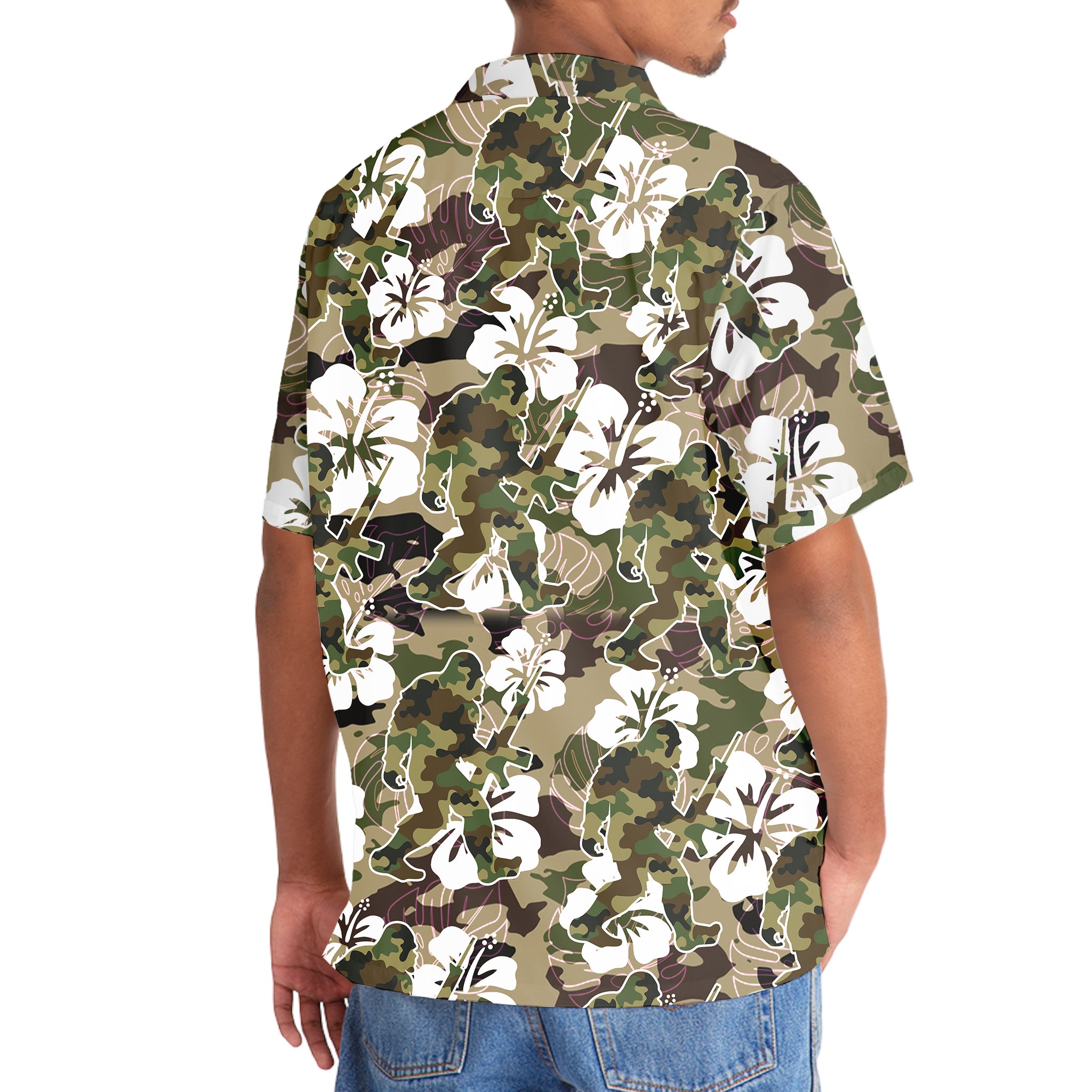 Bigfoot Hunter Camo Hawaiian Shirt Bigfoot Hunter Camo Hawaiian Shirt - Image 5