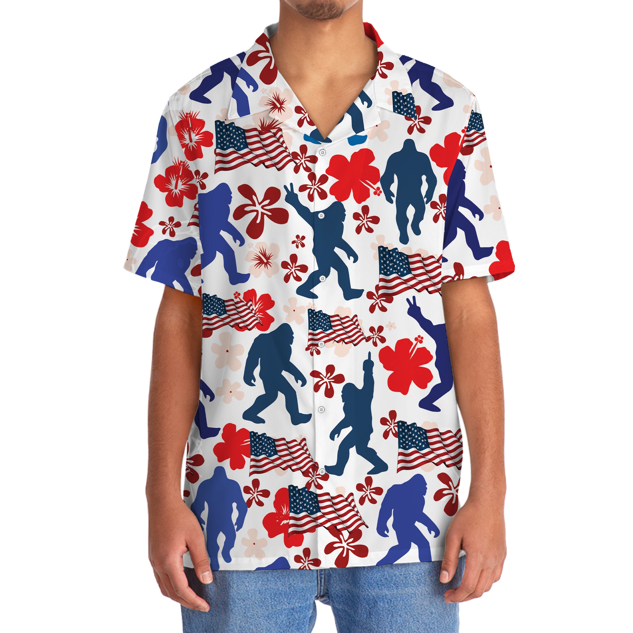 Bigfoot America Hibiscus Hawaiian Shirt Bigfoot America Hibiscus Hawaiian Shirt - Image 5