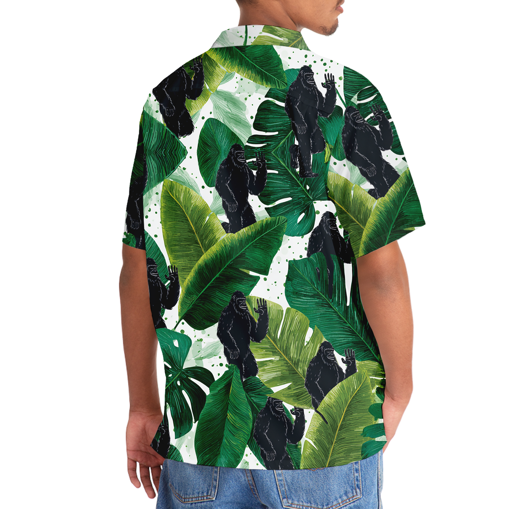 Bigfoot Silhouette Monstera Leaves Hawaiian Shirt Bigfoot Silhouette Monstera Leaves Hawaiian Shirt - Image 5