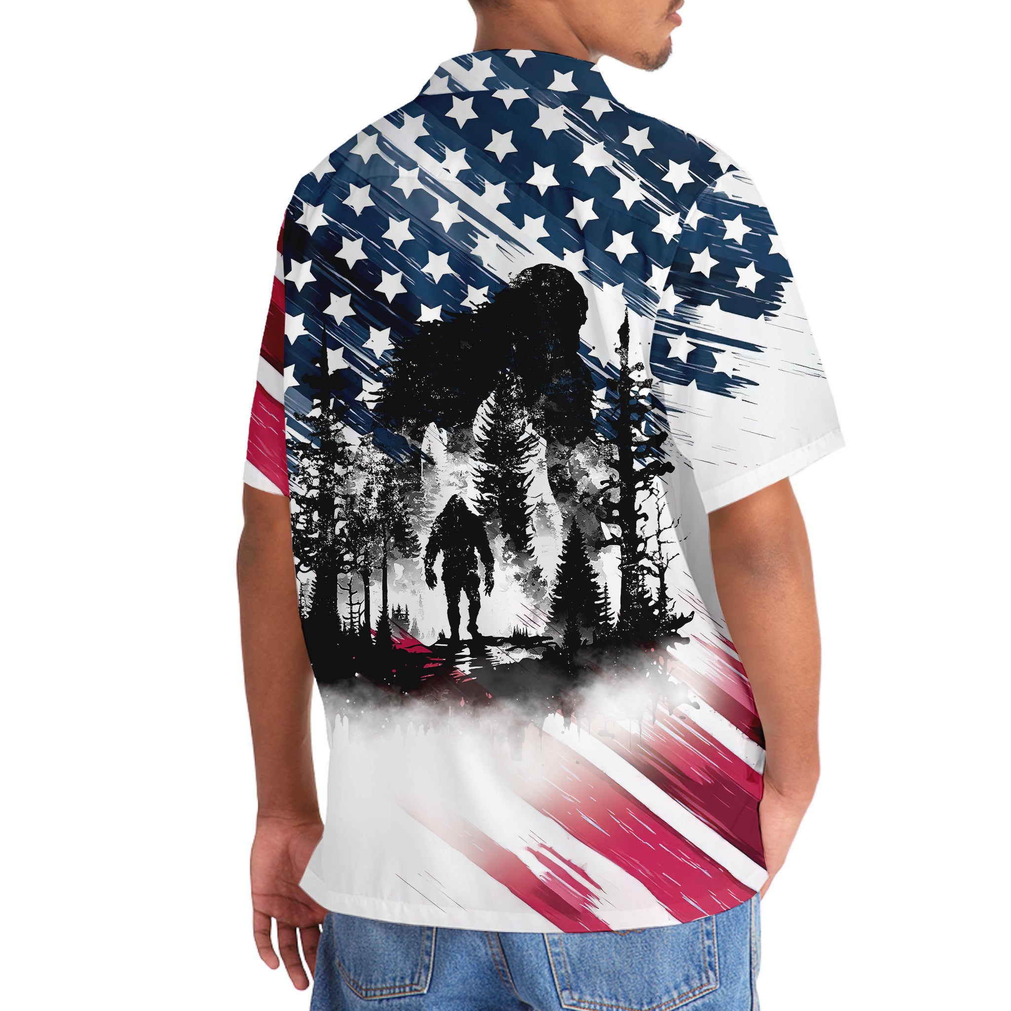 Bigfoot Sasquatch American Flag Patriotic Hawaiian Shirt Bigfoot Sasquatch American Flag Patriotic Hawaiian Shirt - Image 6