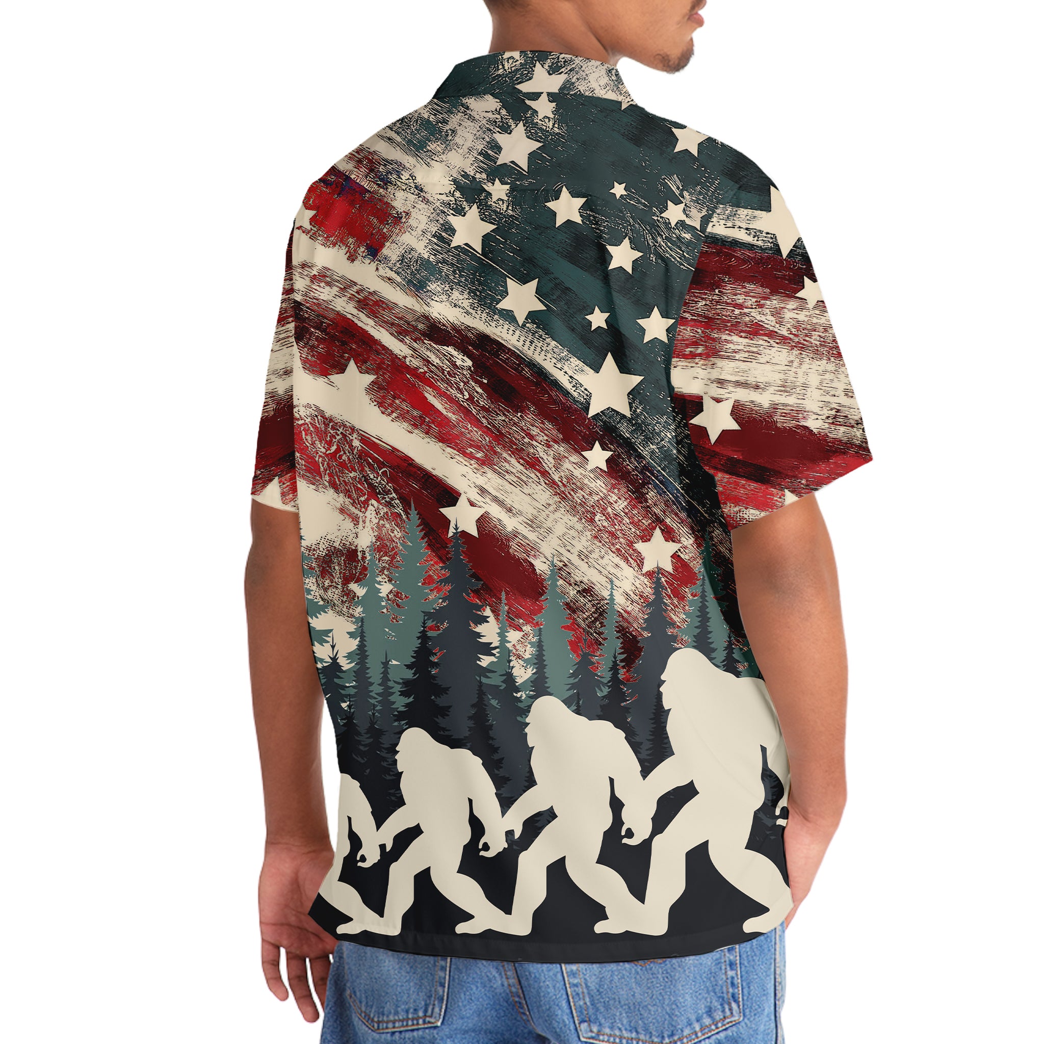 Vintage Bigfoot USA Flag Hawaiian Shirt Vintage Bigfoot USA Flag Hawaiian Shirt - Image 6