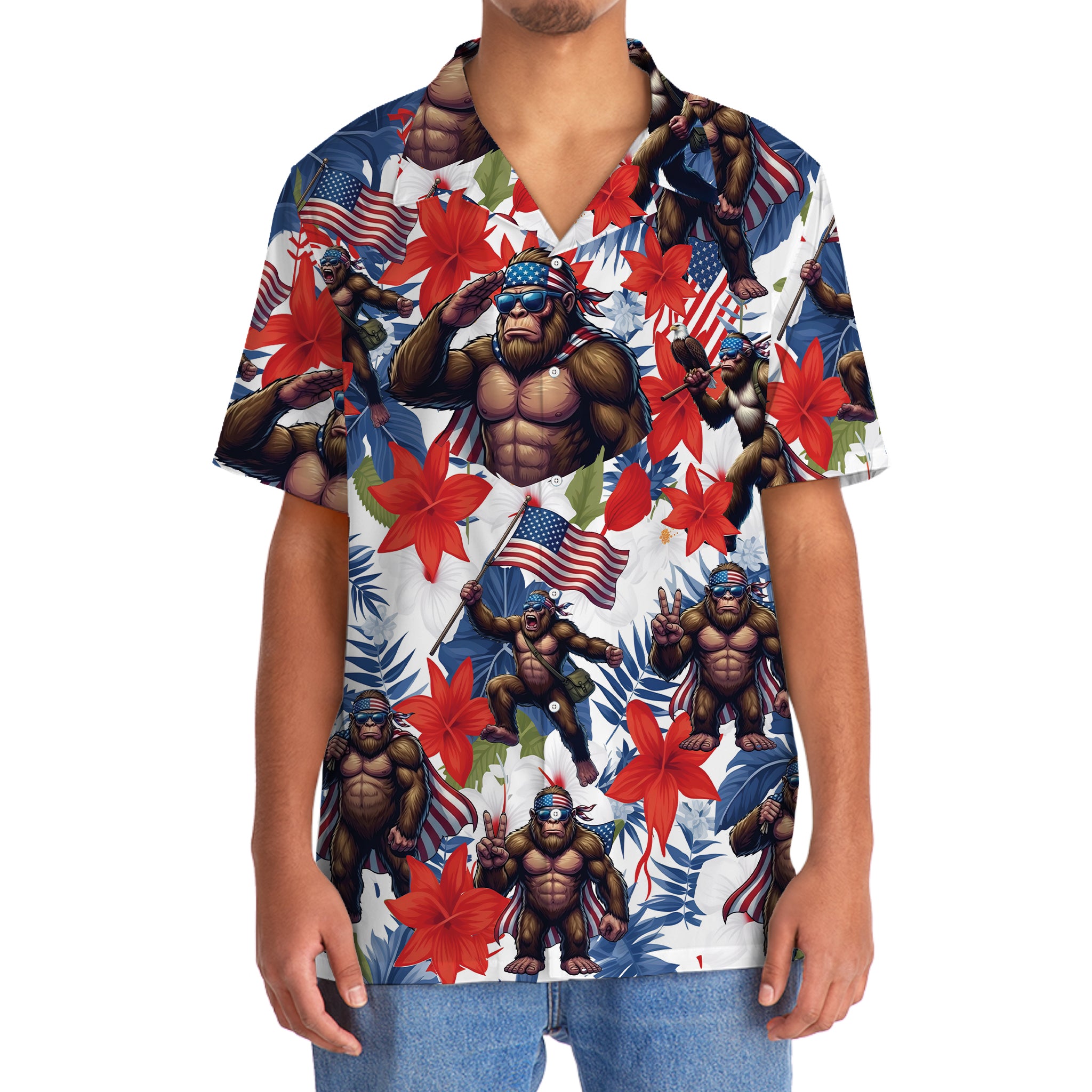 Bigfoot Funny Tropical Patriotic Hawaiian Shirt Bigfoot Funny Tropical Patriotic Hawaiian Shirt - Image 6