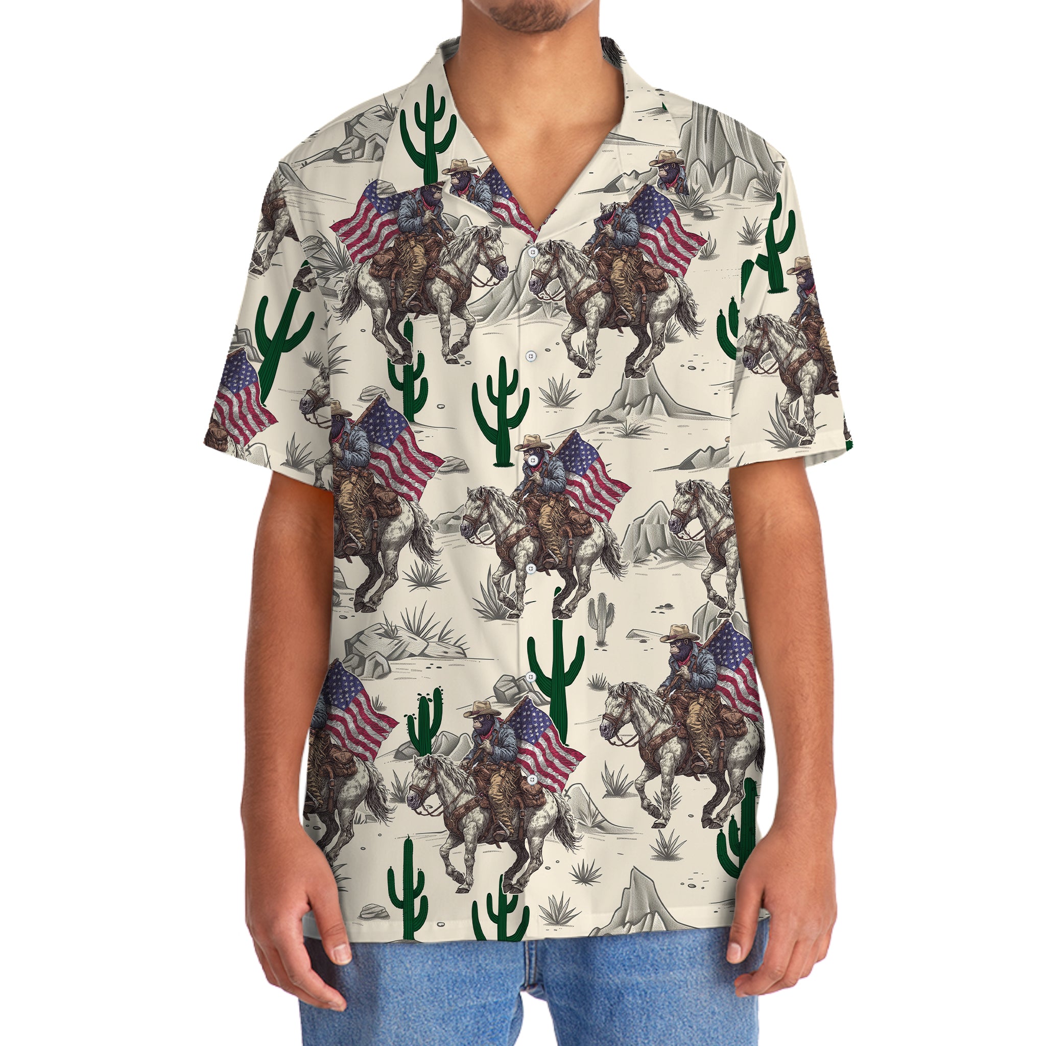 Patriotic Bigfoot Cowboy Hawaiian Shirt Patriotic Bigfoot Cowboy Hawaiian Shirt - Image 6