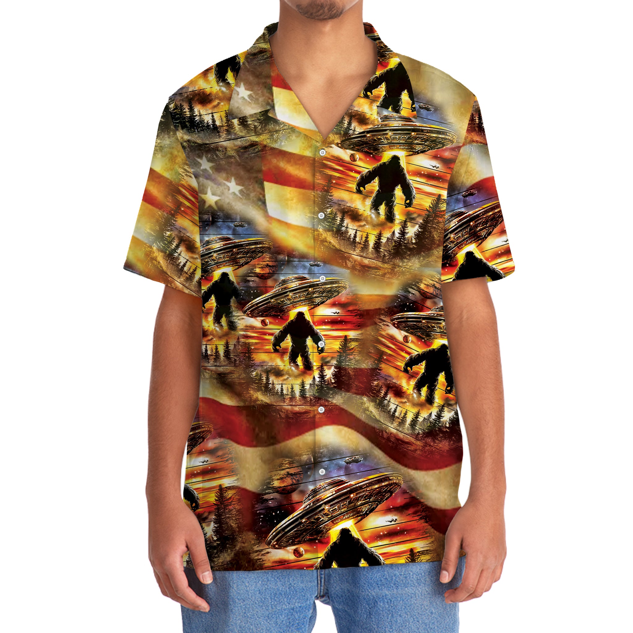 Bigfoot Legend America UFO Hawaiian Shirt Bigfoot Legend America UFO Hawaiian Shirt - Image 6