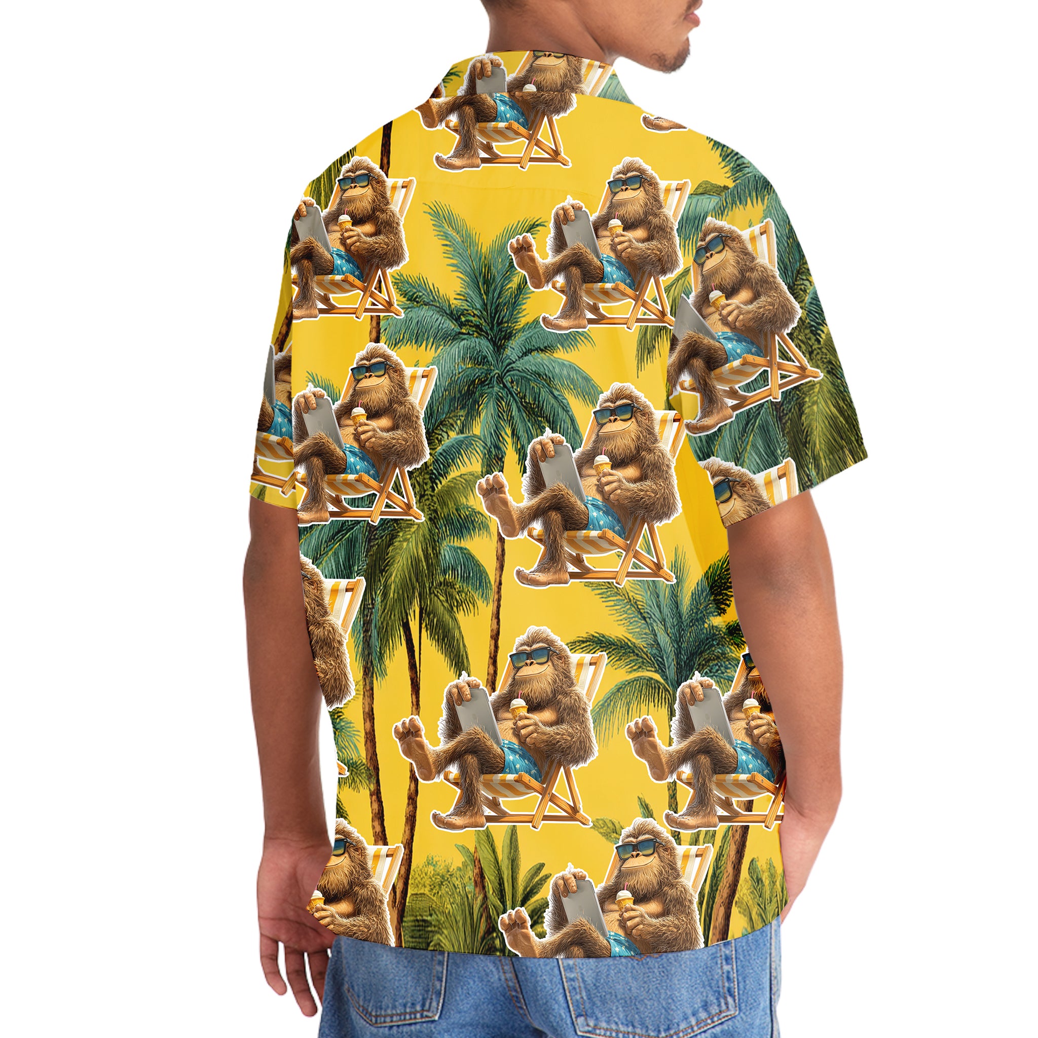 Funny Bigfoot Chilling Hawaiian Shirt Funny Bigfoot Chilling Hawaiian Shirt - Image 5