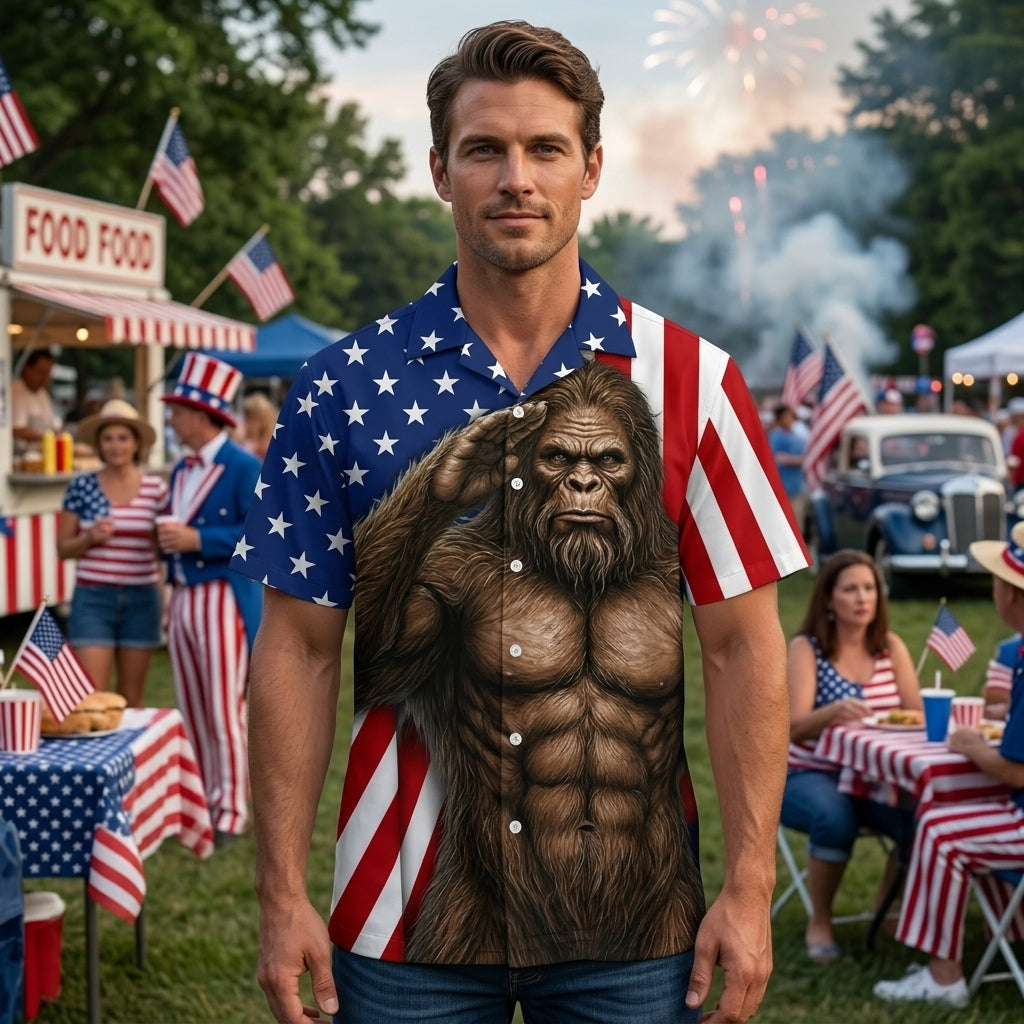 Bigfoot America Patriot Funny Hawaiian Shirt Bigfoot America Patriot Funny Hawaiian Shirt - Image 6