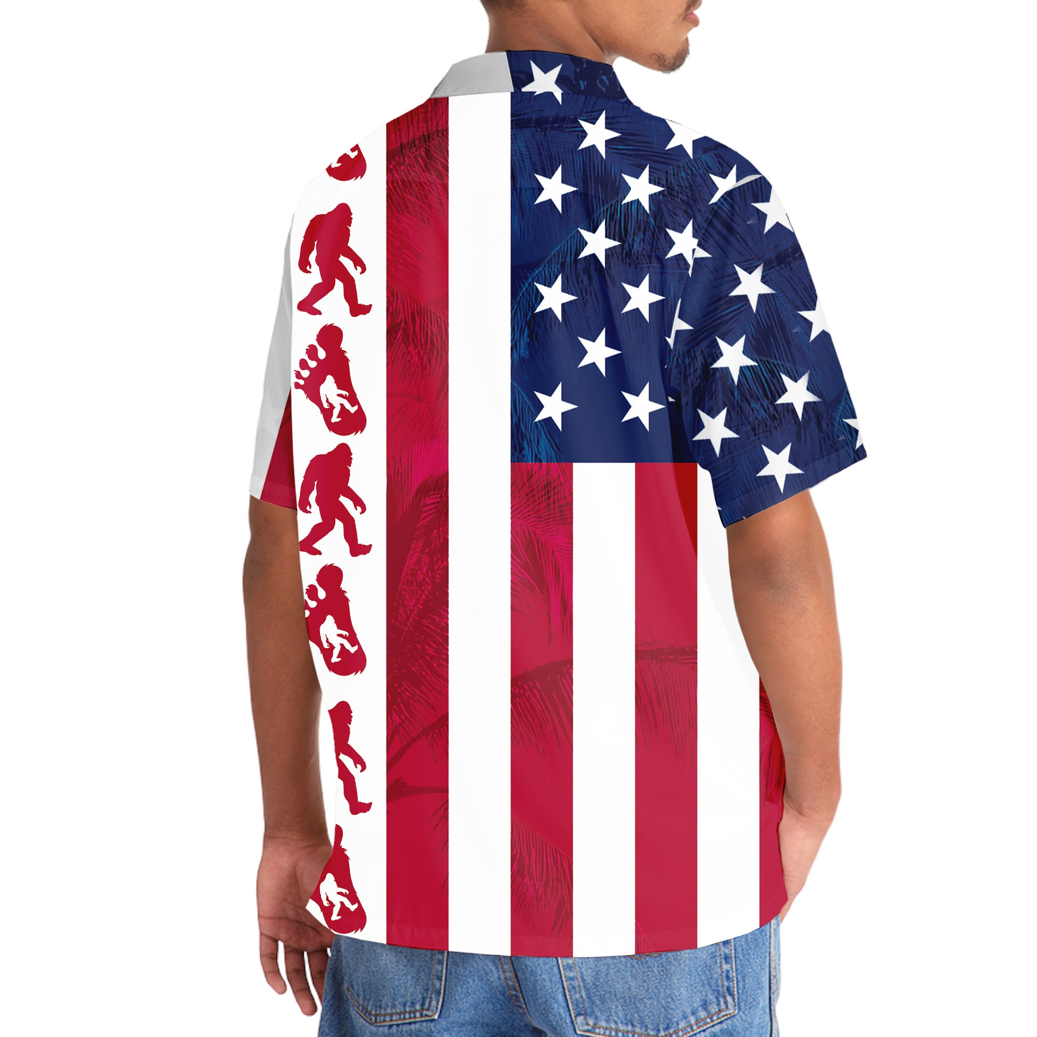 Patriotic Bigfoot USA Flag Hawaiian Shirt Patriotic Bigfoot USA Flag Hawaiian Shirt - Image 6