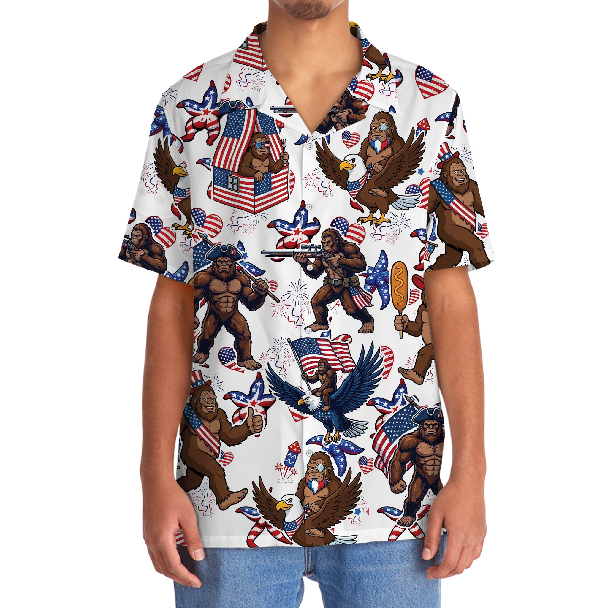 Bigfoot Starfish Patriotic Hawaiian Shirt Bigfoot Starfish Patriotic Hawaiian Shirt - Image 6