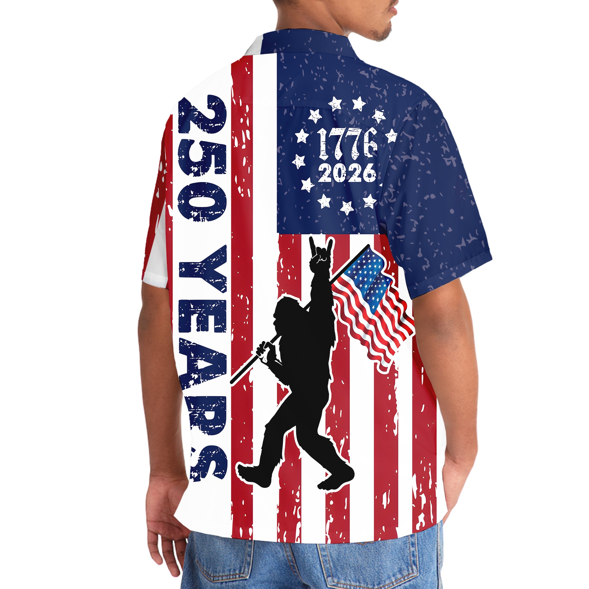 Patriotic Bigfoot 250 Years Hawaiian Shirt Patriotic Bigfoot 250 Years Hawaiian Shirt - Image 6