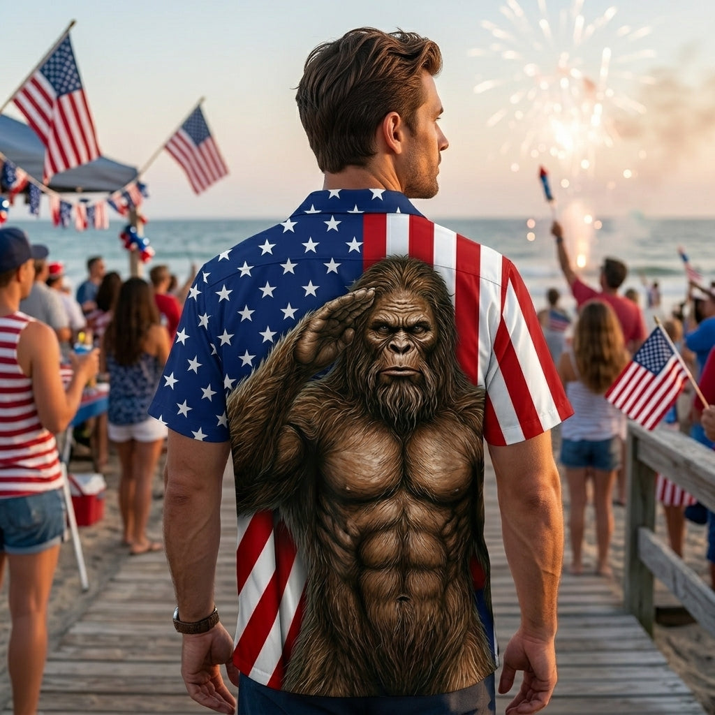 Bigfoot America Patriot Funny Hawaiian Shirt Bigfoot America Patriot Funny Hawaiian Shirt - Image 7