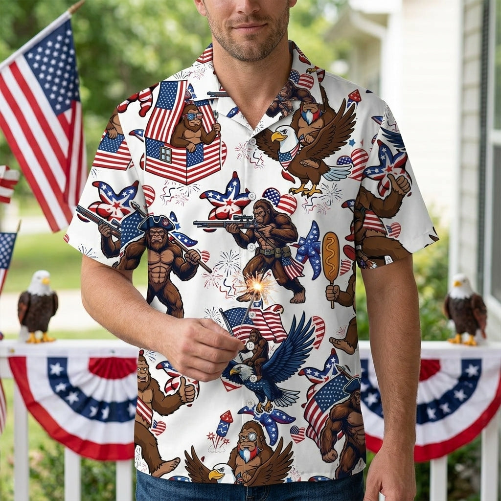 Bigfoot Starfish Patriotic Hawaiian Shirt Bigfoot Starfish Patriotic Hawaiian Shirt - Image 7