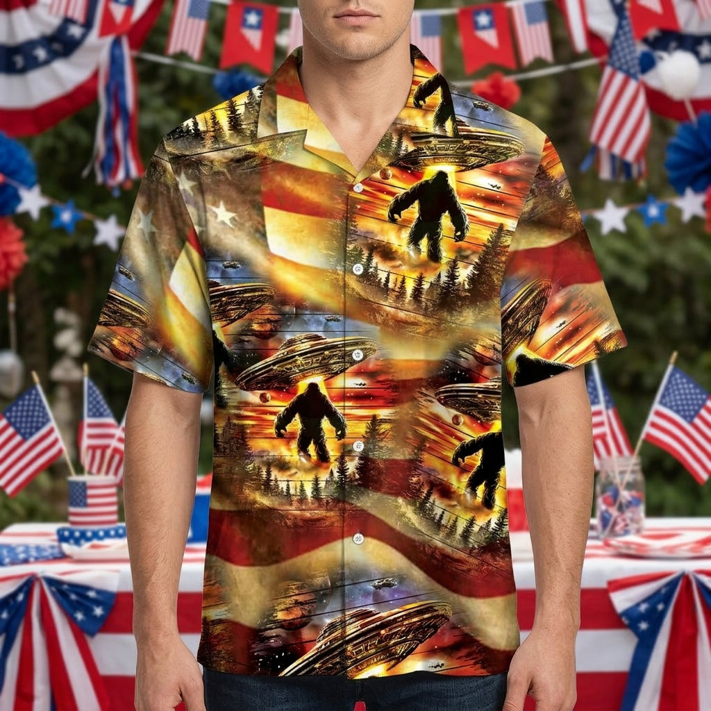 Bigfoot Legend America UFO Hawaiian Shirt Bigfoot Legend America UFO Hawaiian Shirt - Image 7