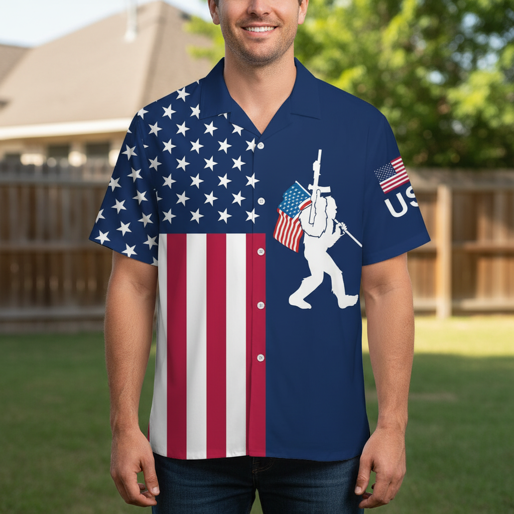 America Bigfoot Patriot Hawaiian Shirt America Bigfoot Patriot Hawaiian Shirt - Image 7