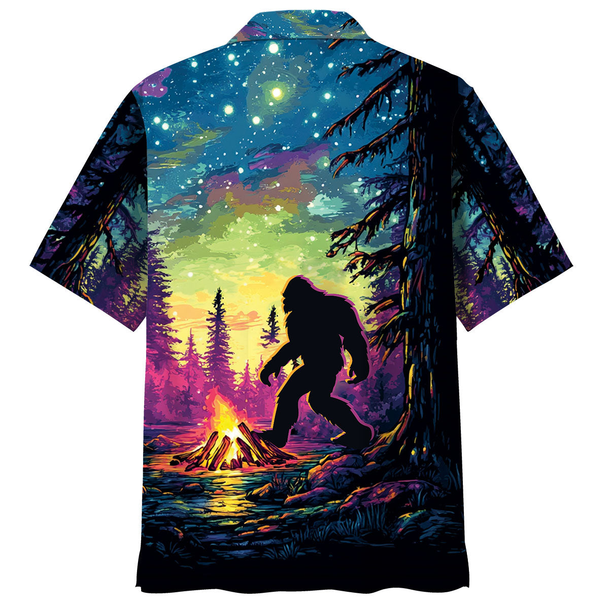 Bigfoot Alone Campfire Night Hawaiian Shirt Bigfoot Alone Campfire Night Hawaiian Shirt - Image 2