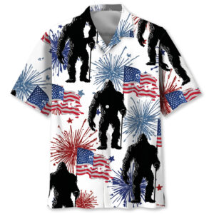 American Bigfoot Fireworks Hawaiian Shirt