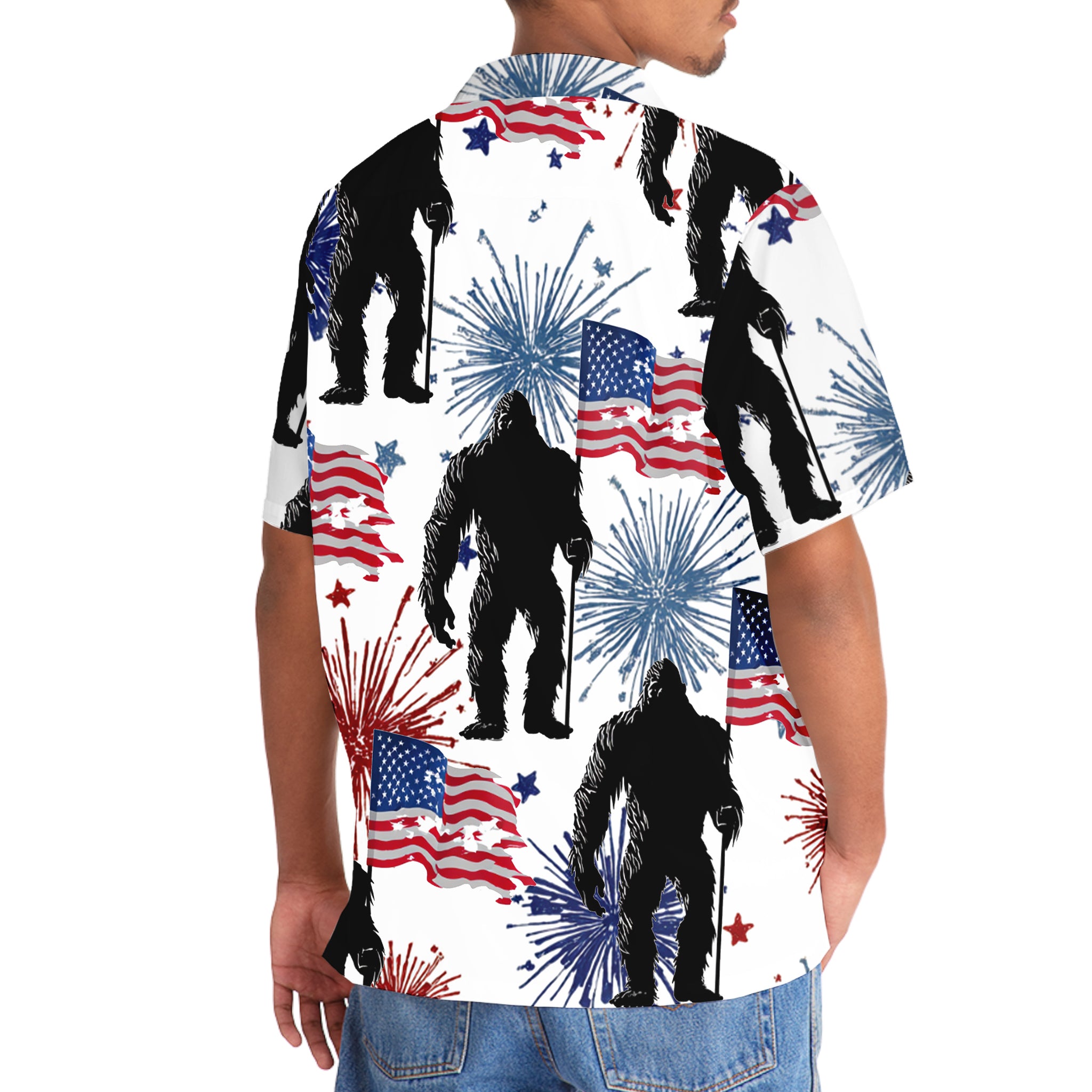 American Bigfoot Fireworks Hawaiian Shirt American Bigfoot Fireworks Hawaiian Shirt - Image 6