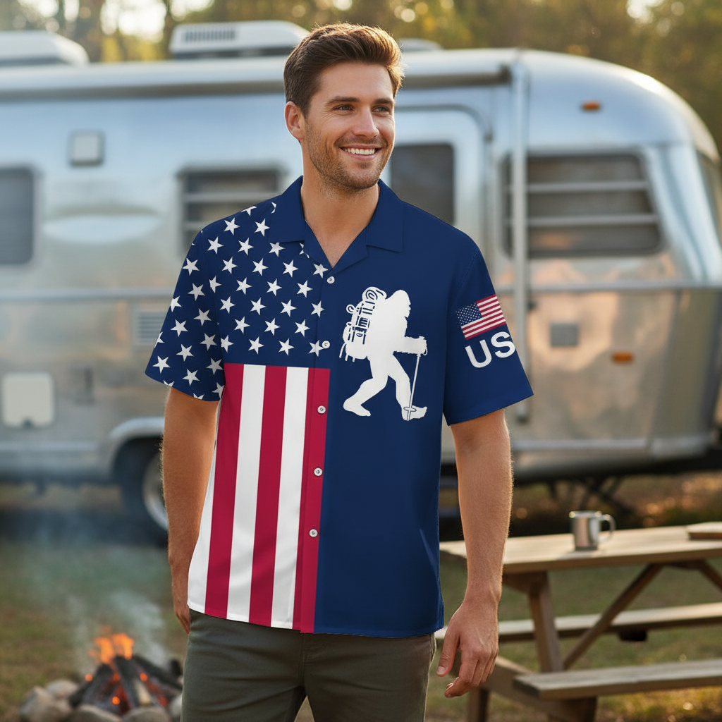 Bigfoot Hiking America Hawaiian Shirt Bigfoot Hiking America Hawaiian Shirt - Image 7