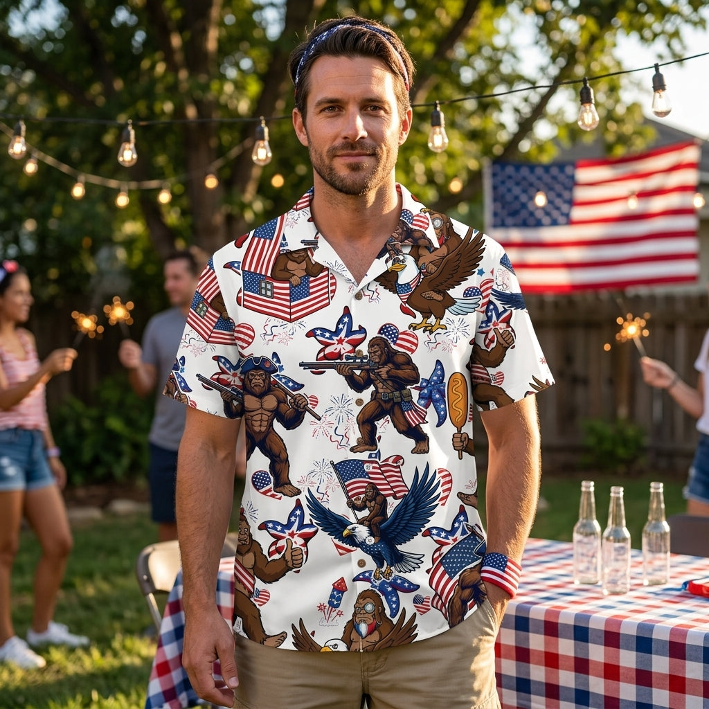 Bigfoot Starfish Patriotic Hawaiian Shirt Bigfoot Starfish Patriotic Hawaiian Shirt - Image 8