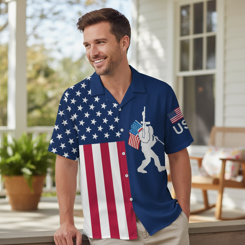 America Bigfoot Patriot Hawaiian Shirt America Bigfoot Patriot Hawaiian Shirt - Image 8