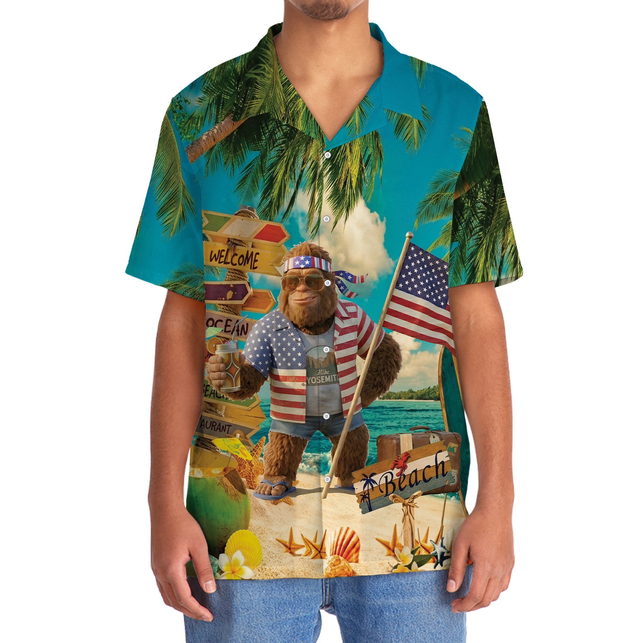 Funny Bigfoot Patriot Tropical Beach Hawaiian Shirt Funny Bigfoot Patriot Tropical Beach Hawaiian Shirt - Image 10