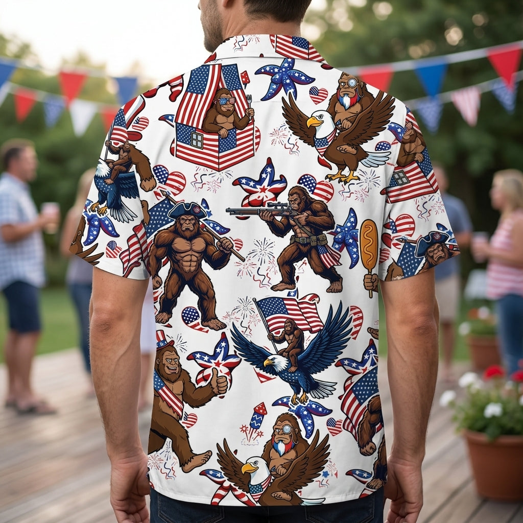 Bigfoot Starfish Patriotic Hawaiian Shirt Bigfoot Starfish Patriotic Hawaiian Shirt - Image 9