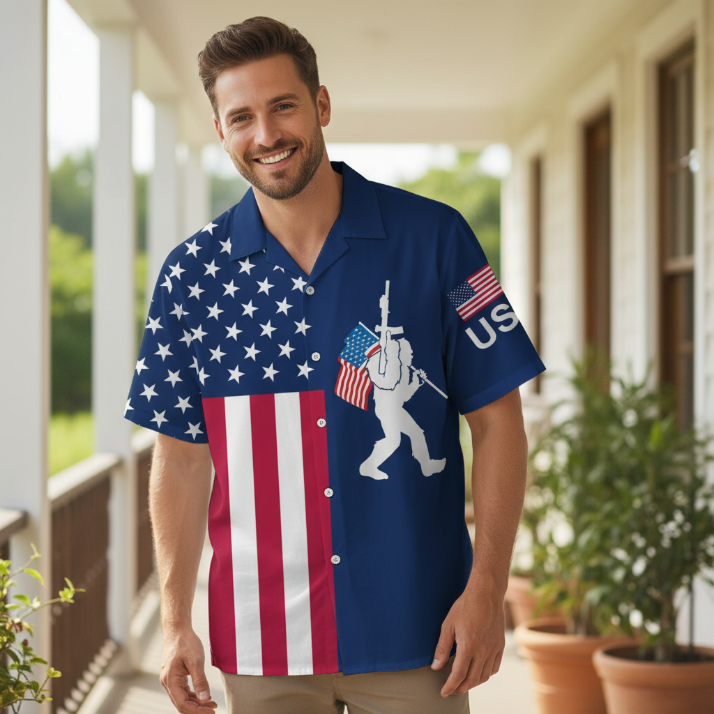 America Bigfoot Patriot Hawaiian Shirt America Bigfoot Patriot Hawaiian Shirt - Image 9