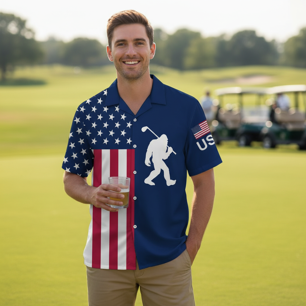Bigfoot Is a Golfer America Hawaiian Shirt Bigfoot Is a Golfer America Hawaiian Shirt - Image 9