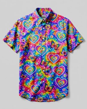 Paws Of Colorful Dreams Button-Down Collar Shirt