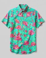 Flamingo Paradise Art Pattern Button-Down Collar Shirt