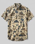 Wild West Vintage Texas Pattern Button-Down Collar Shirt