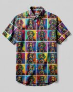 Dachshund Polaroid Pattern Button-Down Collar Shirt