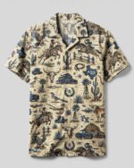 Wild West Vintage Texas Pattern Camp Shirt