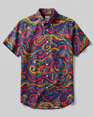 Cosmic Peace Swirl Button-Down Collar Shirt