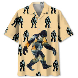 Bigfoot in Forest Hawaiian Shirt