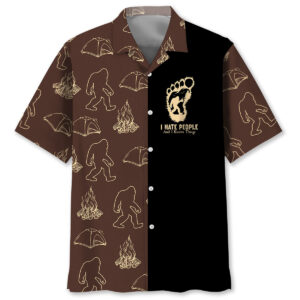 Bigfoot I Drink Coffee I Hate People Hawaiian Shirt