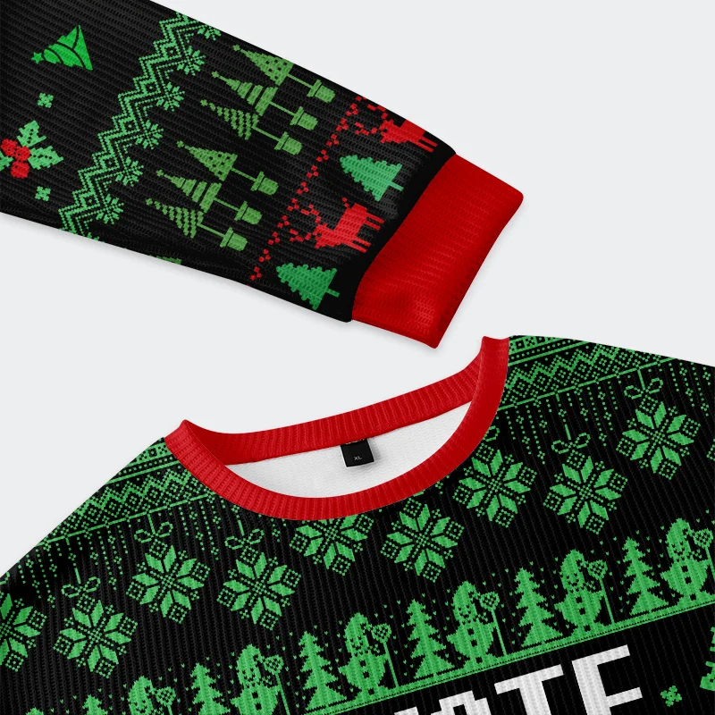 I Hate Everyone Stupid Assholes Christmas Ugly Sweatshirt Back view of the I Hate Everyone Stupid Assholes sweatshirt showcasing its playful Christmas motifs and bold lettering.