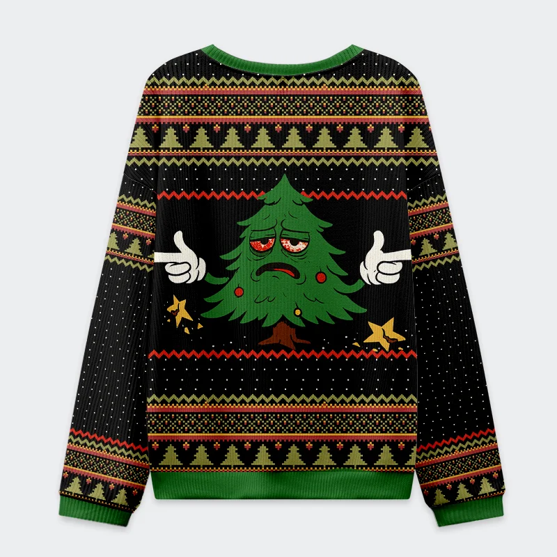 Funny Christmas Tree Sweatshirt | Comfy Holiday Style Back view of the funny Christmas tree sweatshirt showcasing its cozy fit and playful design elements for holiday cheer.