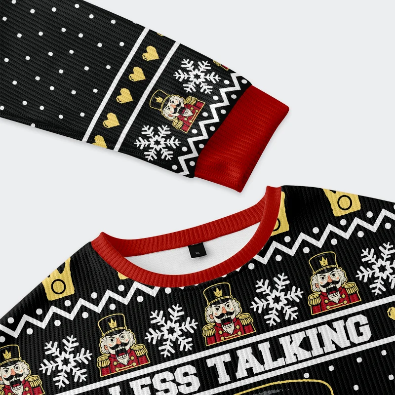 Nutcracker Funny Christmas Sweatshirt | Festive Design Close-up detail of the nutcracker funny Christmas sweatshirt's festive graphics and colorful accents.