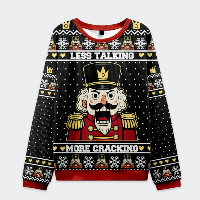 Nutcracker Funny Christmas Sweatshirt | Festive Design Front view of a black nutcracker funny Christmas sweatshirt with vibrant design and bold text.