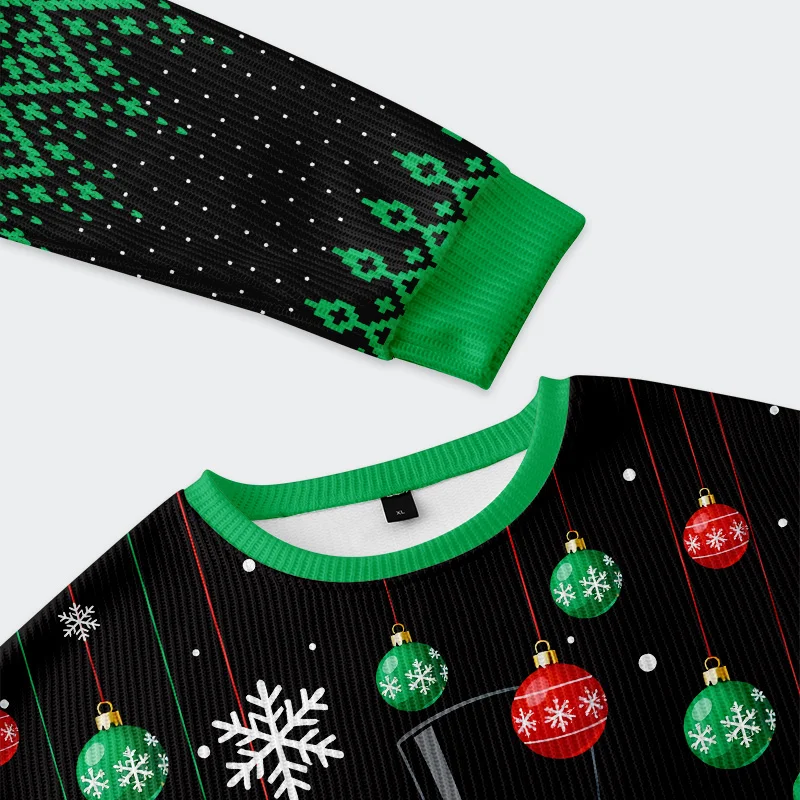 Nutcracker Funny Christmas Ugly Sweatshirt Close-up detail of the nutcracker funny christmas ugly sweatshirt highlighting the playful text and intricate holiday graphic